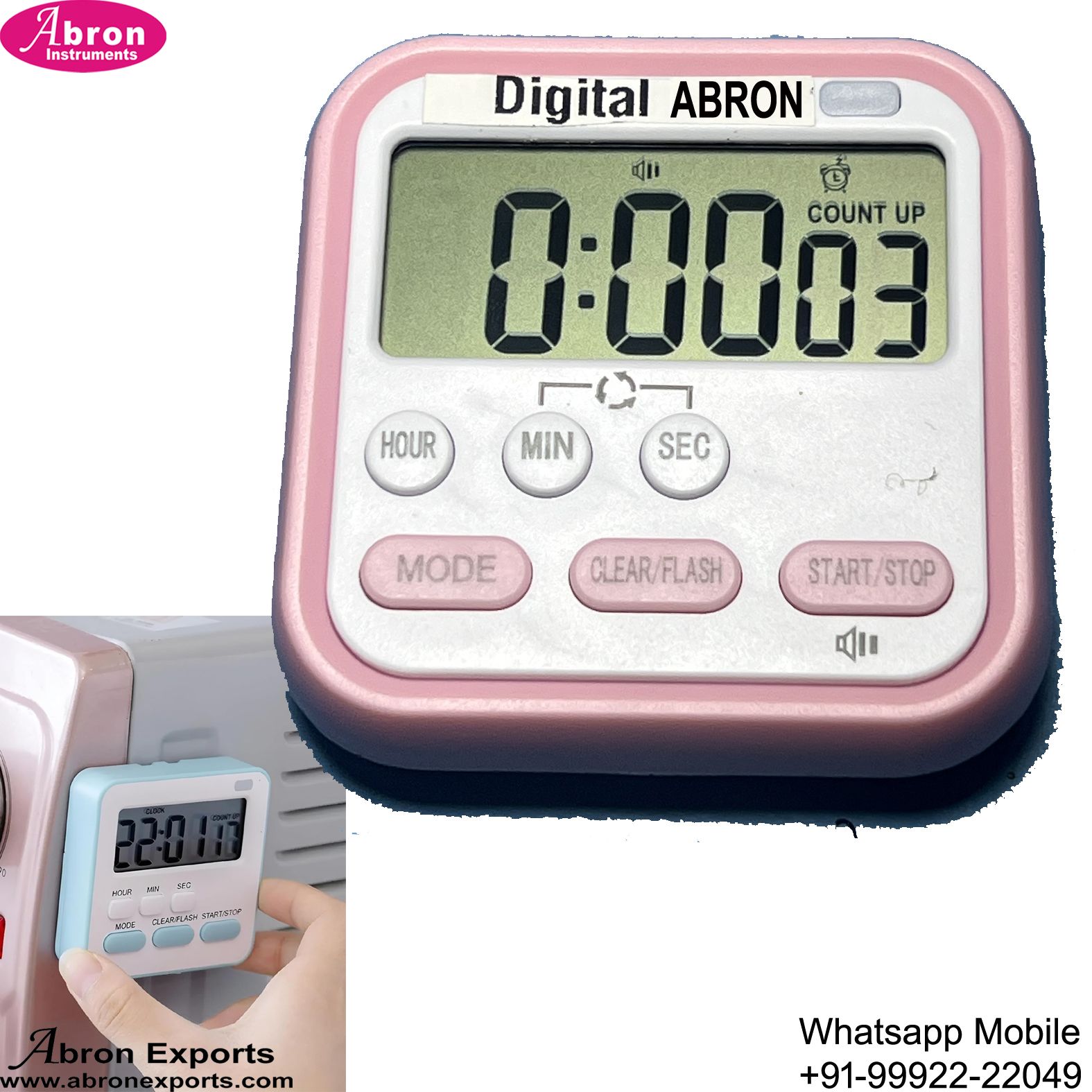 Stop Watch Digital LCD Loud Alarm Timer Count Up Down Clock Alarm Magnetic Back 5pc Abron ABM-2931T 